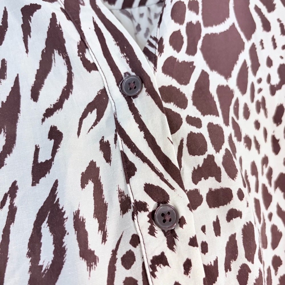 Ann Taylor woman’s Animal Print Blouse size XXL puff sleeve sophisticated career - Picture 5 of 8